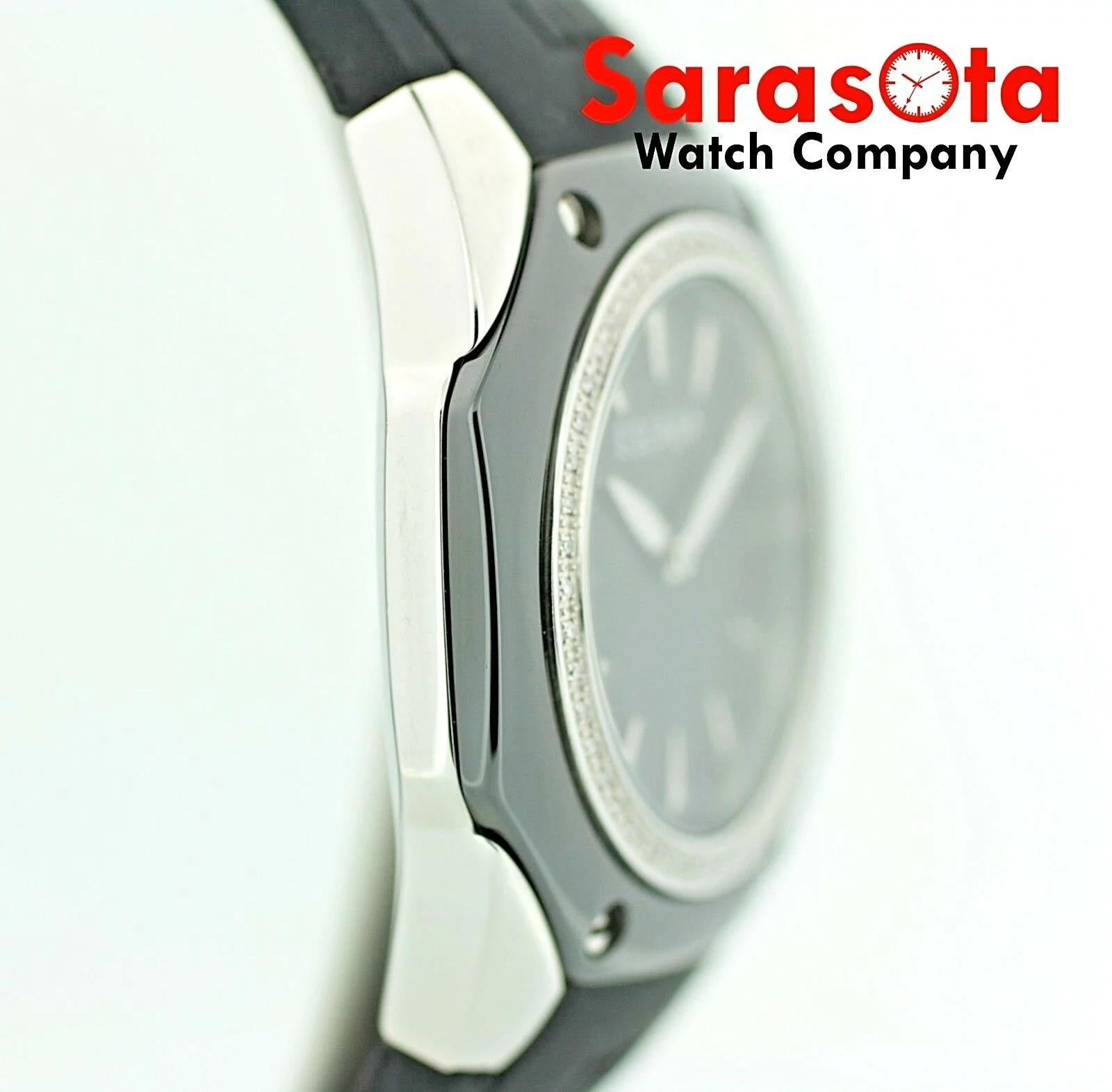 ESCADA Naomi Black Ceramic Steel Case Diamond Bezel Rubber Quartz Wrist Watch