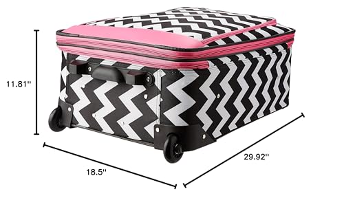 Rockland Vara Softside 3-Piece Upright Luggage Set, Expandable,Black dot, (20/22/28)