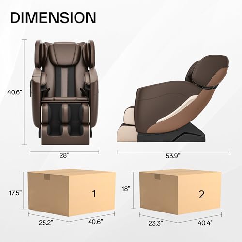 2022 Full Body Electric Zero Gravity Shiatsu Massage Chair with Back Heating and Foot Roller for Home and Office (Khaki)