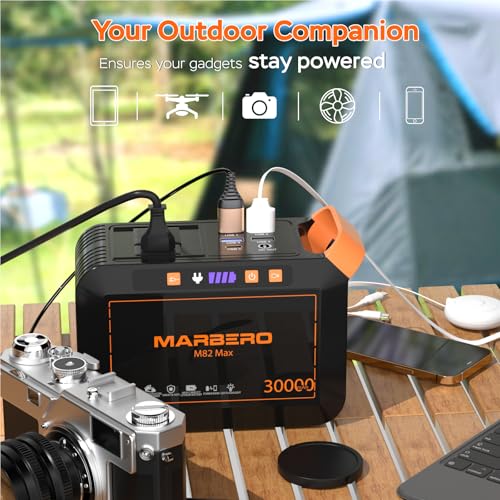 MARBERO Portable Power Station 88Wh Camping Lithium Battery Solar Generator Fast Charging with AC Outlet 120W Peak Power Bank(Solar Panel Optional) for Home Backup Outdoor Emergency RV Van Hunting