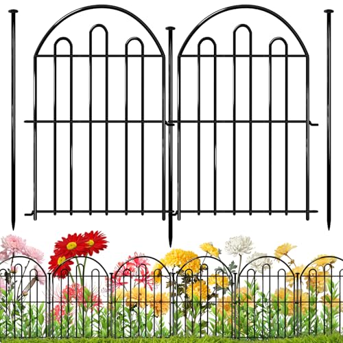 26 Pack Decorative Garden Fence, 26in x 28ft Arched No Dig Animal Barrier Fence for Dog Rabbit, Garden Edging Border, Rustproof Metal Ground Stake Border for Outdoor Yard Patio Decor