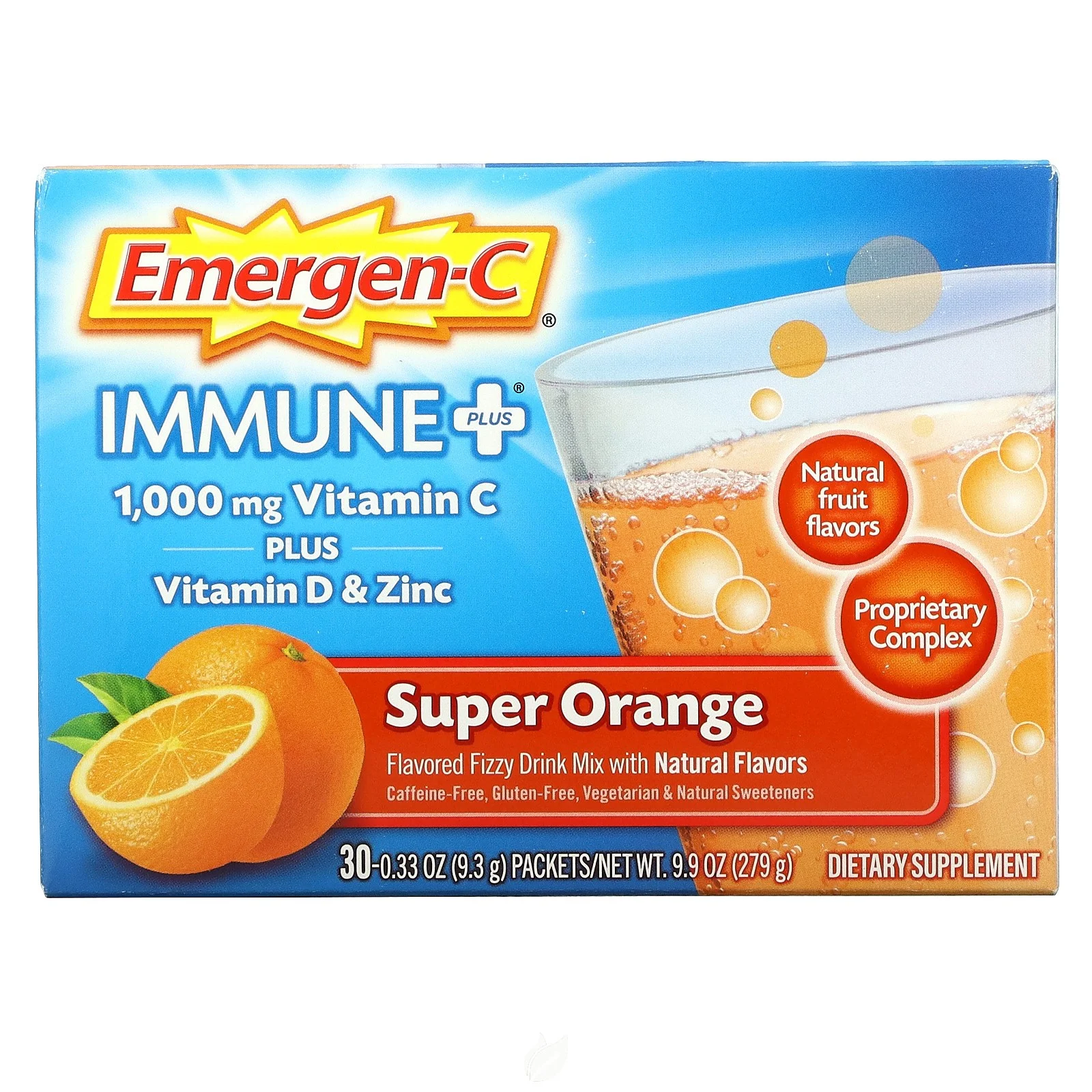 Alacer Emergen-C Immune + Super Orange 30 Ct, Pack of 2