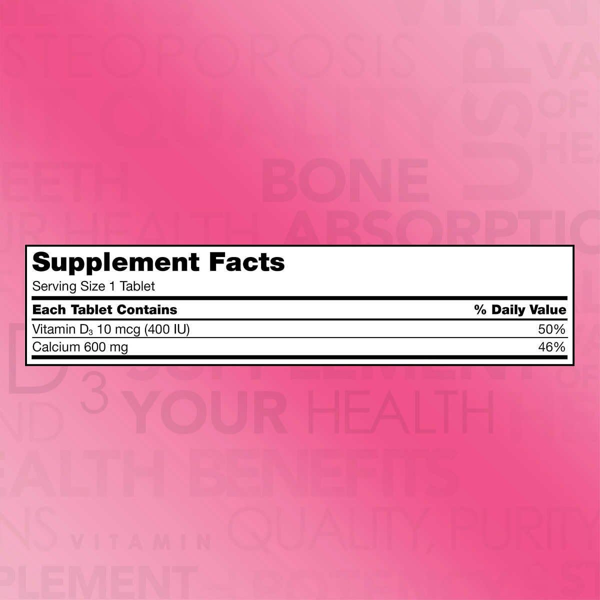 Kirkland Signature Calcium 600 mg. with Vitamin D3, 500 Tablets (4 Pack)