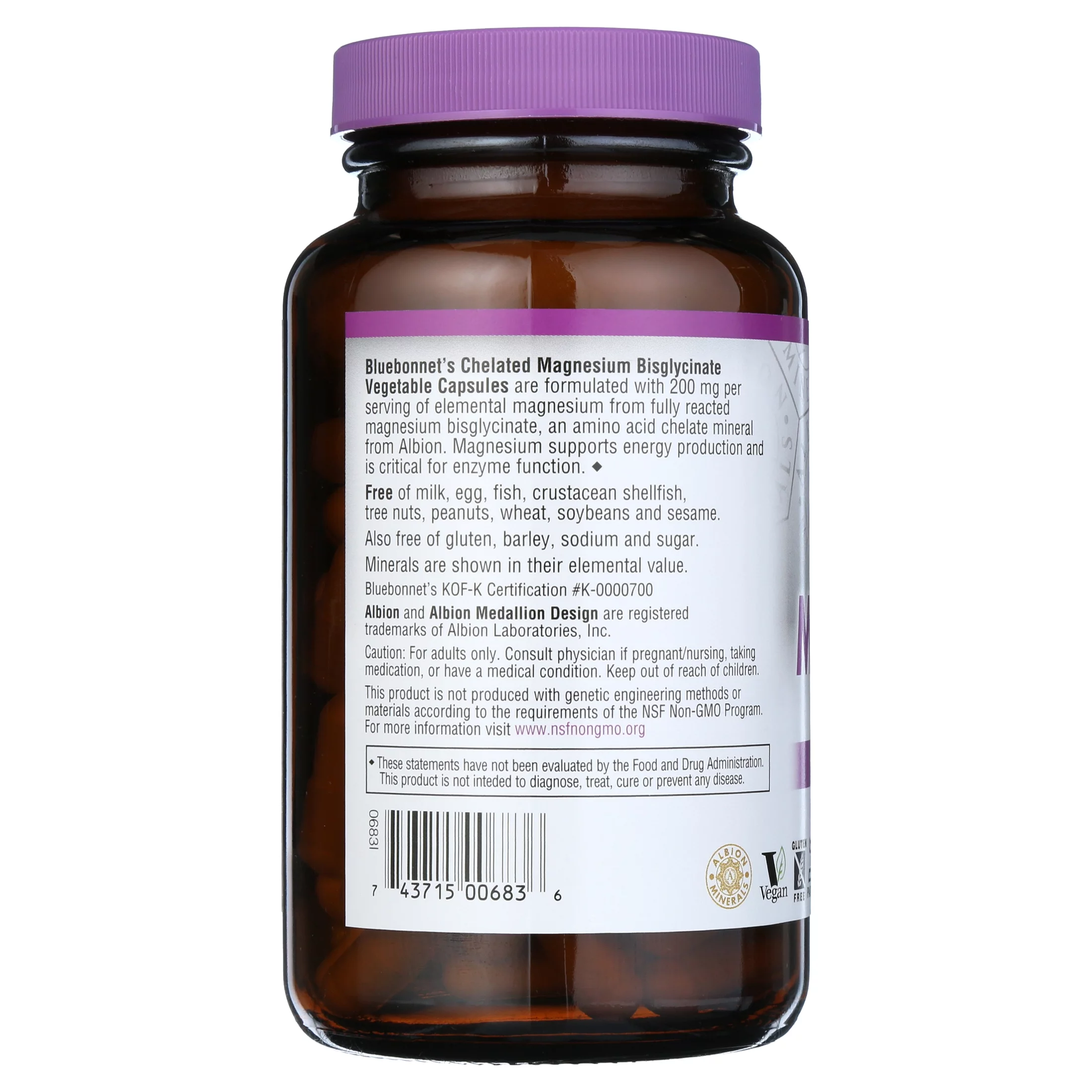 Bluebonnet Nutrition - Chelated Magnesium - 120 Vegetable Capsule(s)