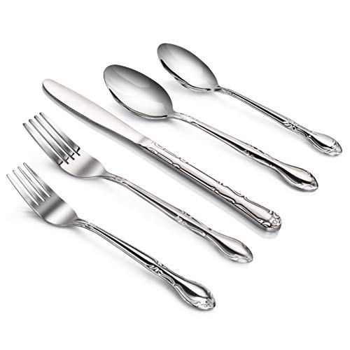 New Star Foodservice 58918 Shell Pattern, 18/0 Stainless Steel, 60 piece Flatware Set