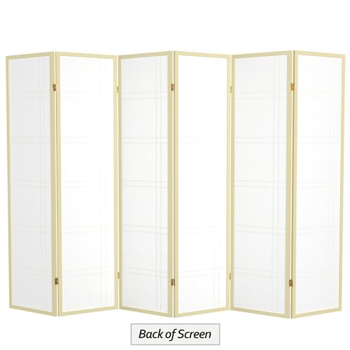 Red Lantern 6 ft. Tall Double Cross Shoji Screen-Grey-3 Panels Room Divider