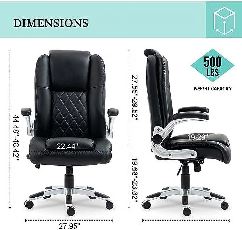 JOMA Office Chair  Desk Chair with Lifting Headrest Executive Chair w/Flip-up Armrests  Built-in Adjustable Lumbar Support  Comfortable  Office Work Chairs(White)