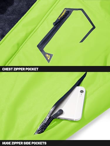 TACVASEN Men's Winter Skiing Jackets Waterproof Fleece Coats Insulated Thermal Snowboard Jacket Parka Raincoat w Hood