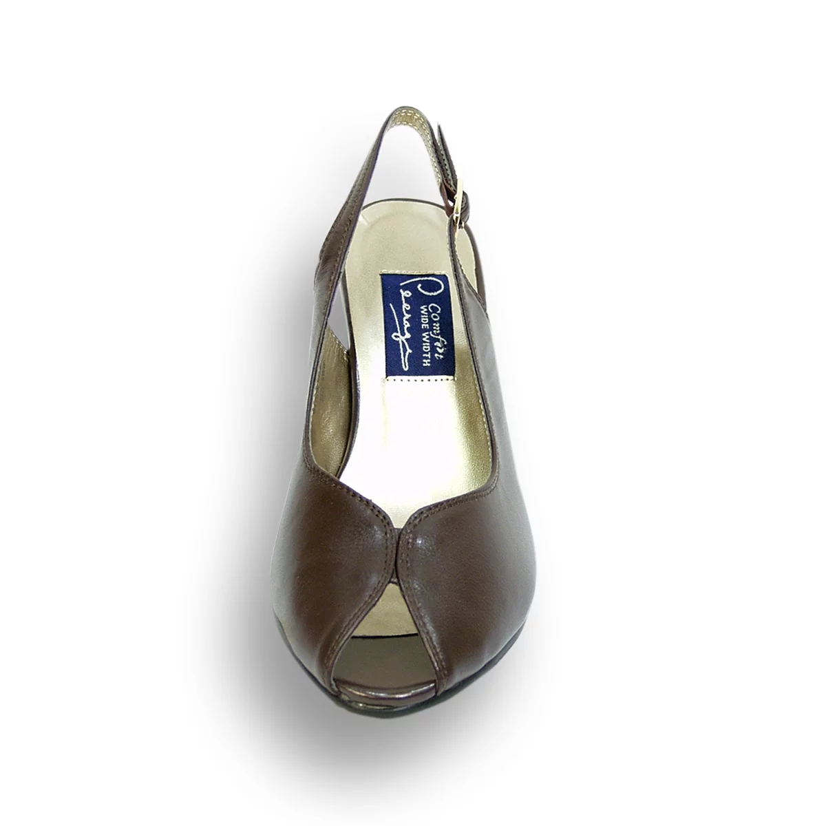 PEERAGE Zara Women's Wide Width Peep Toe Slingback with Buckle Dressy Pump BROWN 6