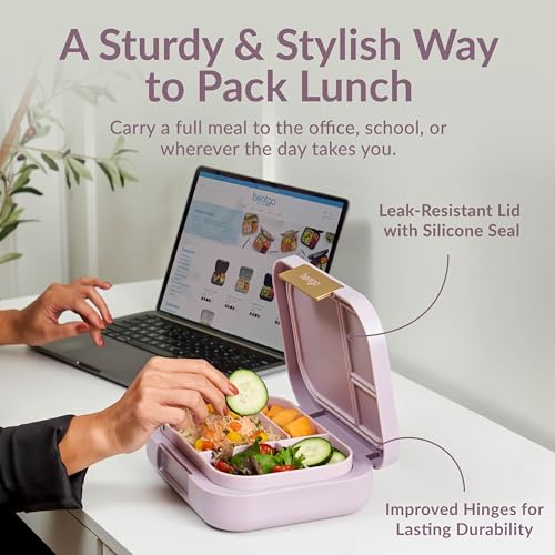 Bentgo Modern - Adult & Teen Bento Lunch Box; 3-4 Compartments, Leak-Resistant, 5.5 Cup Capacity/44 fl oz, Improved Locking Clips, Reusable, BPA-Free, Dishwasher/Microwave Safe Tray (Dark Gray)