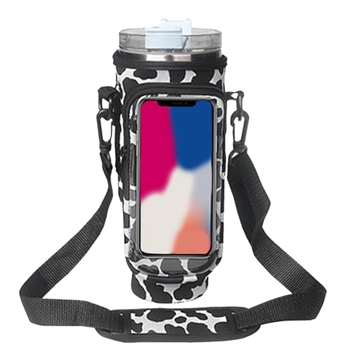 Sling Bag with Water Bottle Holder 25/32/40 Oz Neoprene Water Bottle Carrier with Strap and Phone Pocket Water Bottle Pouch Water Bottle Accessories for Hiking Camping Walking Cycling Travelling