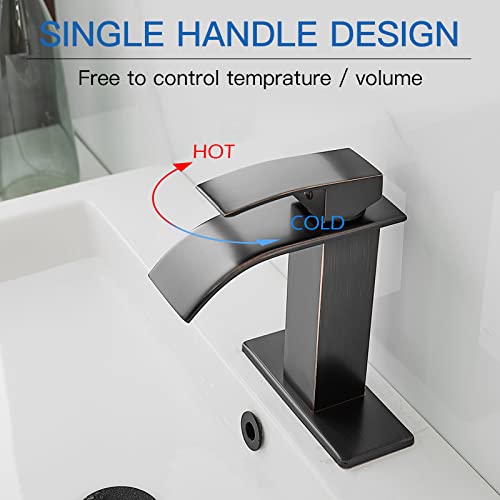 BWE Vessel Sink Faucet Modern Waterfall Chrome Single Hole Bathroom Faucet Single Handle with Pop up Drain Without Overflow Assembly Vanity Basin Bath Sink Faucets Mixer Tap