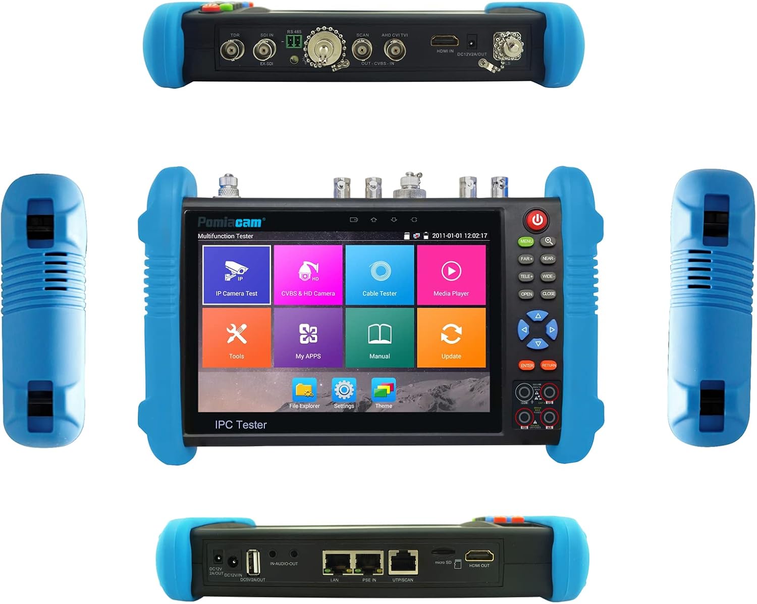 IP Camera Tester IPC 9800MOVTADHS Plus 7'' IPS Touch Screen Camera Tester WiFi 4K H.265 HDMI IPC Tester 8MP CVI TVI AHD SDI CVBS Camera Tester Support CVBS camera test and PTZ control Tester IP Analog