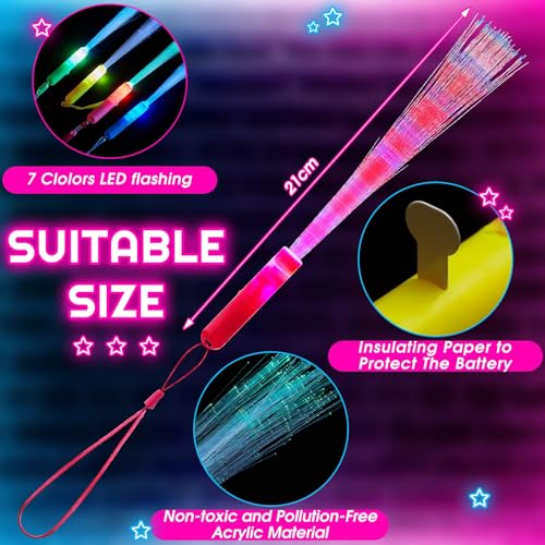 Kasyat 10 Pieces Fiber Optic Wand Light up Glow Stick LED Colorful Flashing Wands for Wedding, Christmas Neon Party Favors Supplies(Classic Color)