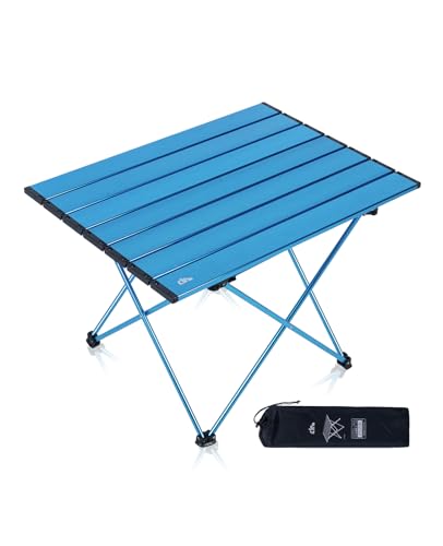 iClimb Ultralight Compact Camping Folding Table with Carry Bag (Blue - S)