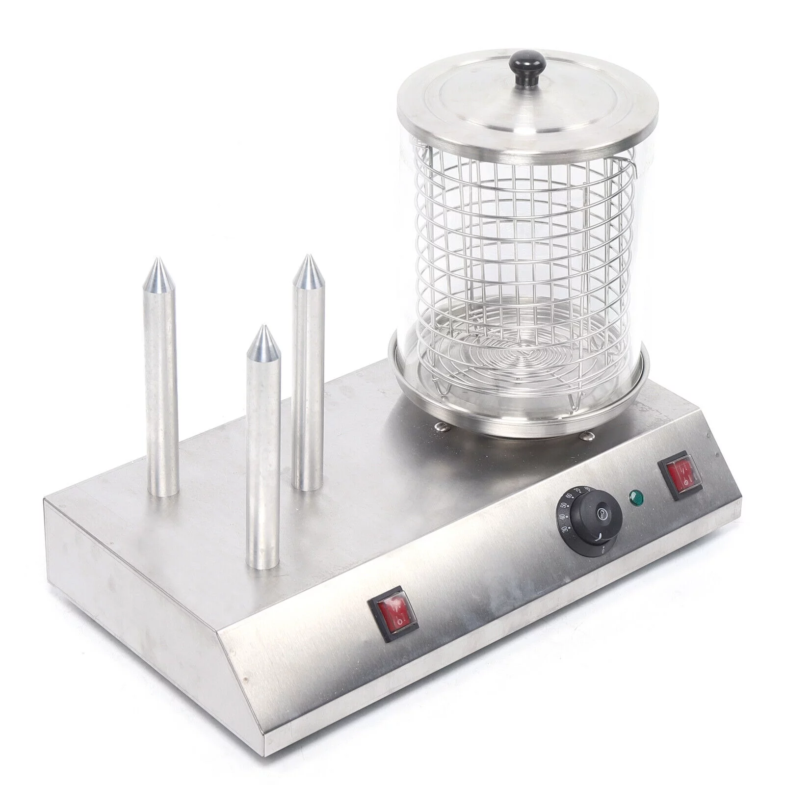 ZhdnBhnos Commercial Electric Hot Dog Maker Machine Bun Toaster Warmer Stainless Steel 110V