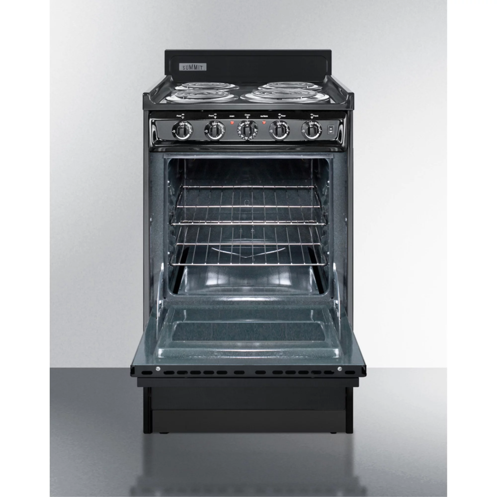 Summit Appliance  20 in. Wide Electric Range with Lower Storage Compartment, Black