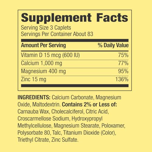 Bundle: Spring - Valley Calcium, Magnesium & Zinc Plus Vitamin D3 Coated Caplets, 250 Count + GoodDealsHouse Weekly Pillbox