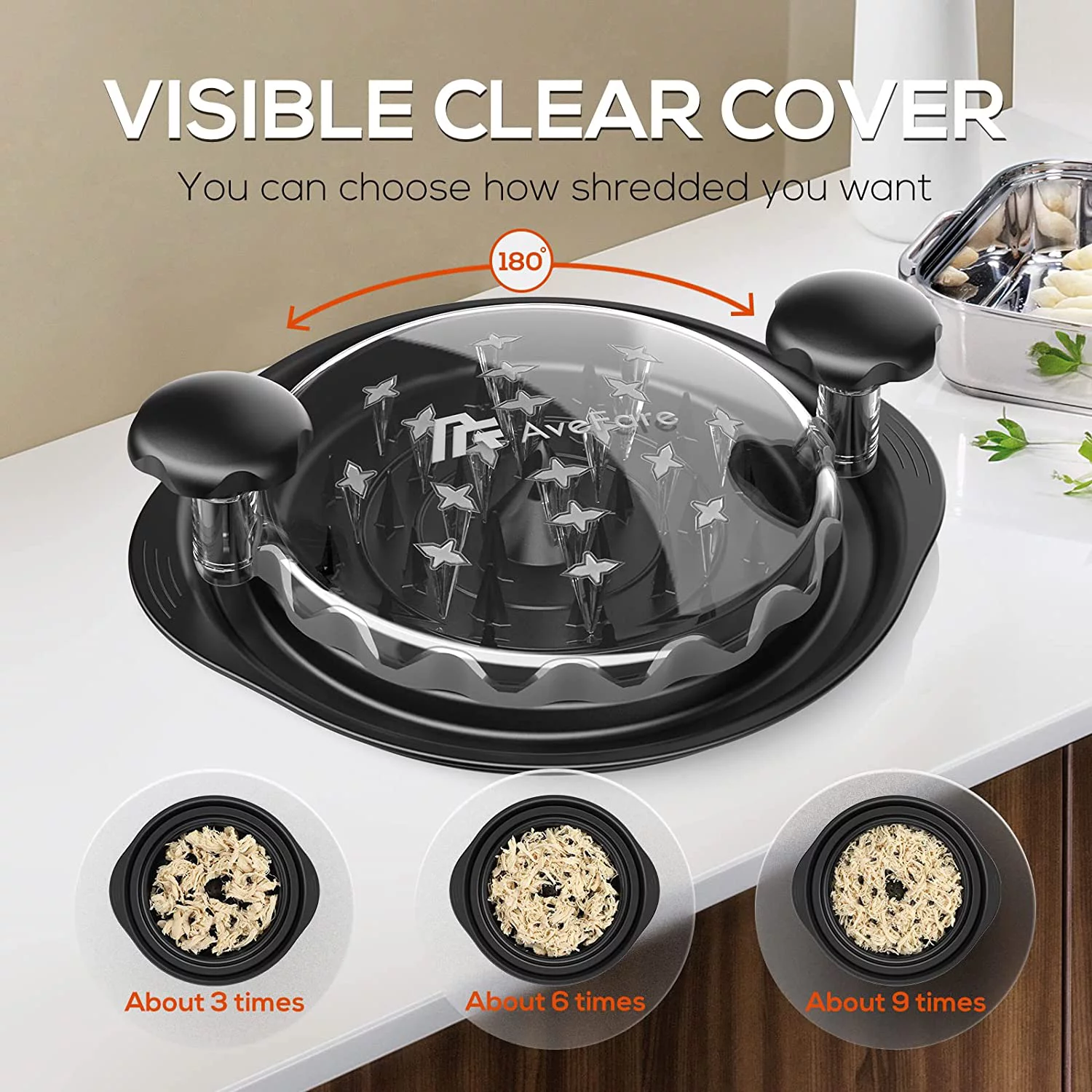 Pro Chicken Shredder, 10.8" Visible Chicken Breast Shredder Tool Twist, Large Meat Shredder Machine - Ergonomic Handle, Dishwasher Safe, Anti-Slip, Cleaning Brush, Heat Resistant, BPA Free