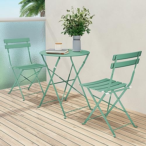 Grand Patio Premium Frame Patio Bistro Set, Folding Outdoor Patio Furniture Sets, 3 Piece Patio Set of Folding Patio Table and Chairs, Red