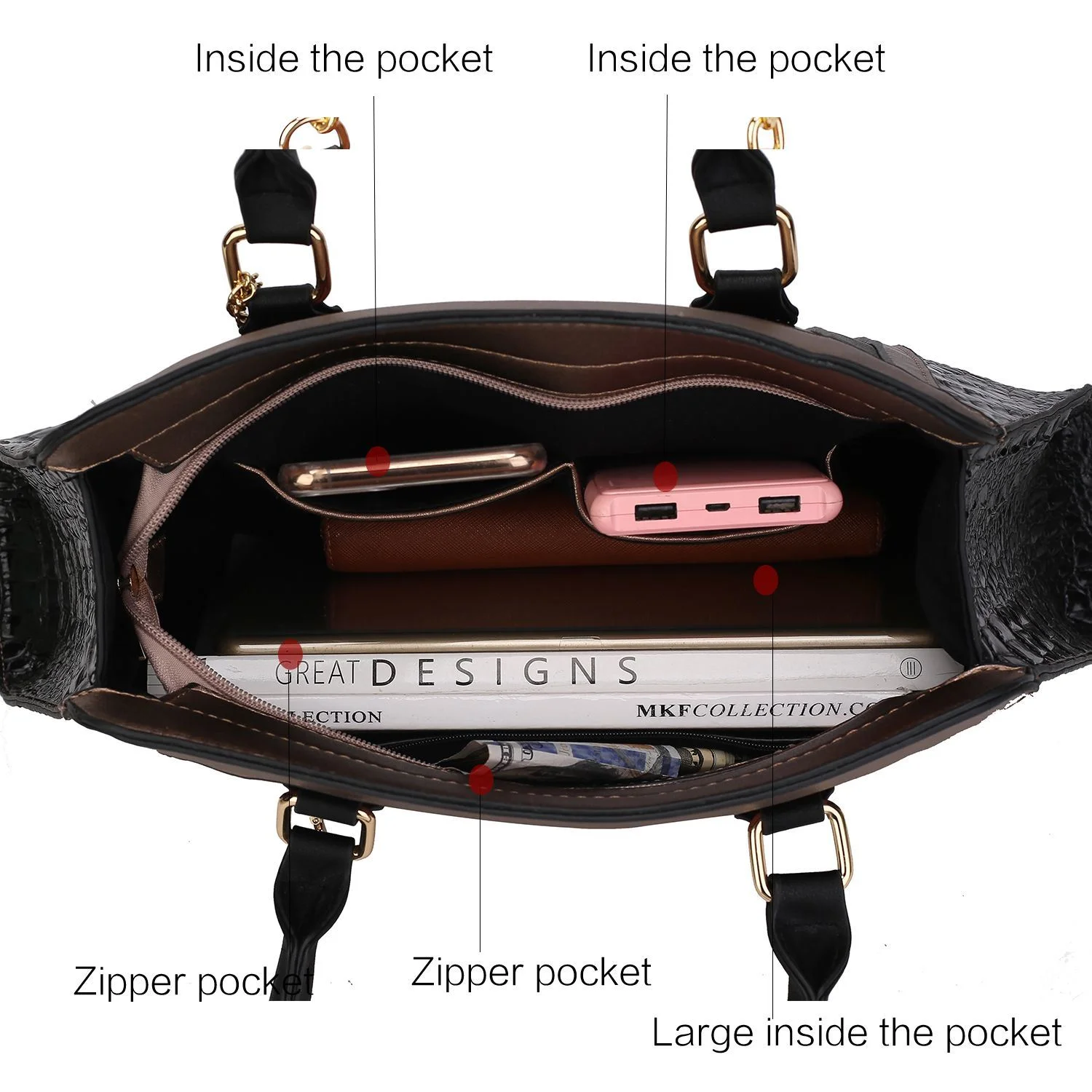 MKF Collection Women's Daisy Crocodile-Embossed Satchel Handbag & Wallet 2-Piece Set by Mia K. - Taupe Chocolate