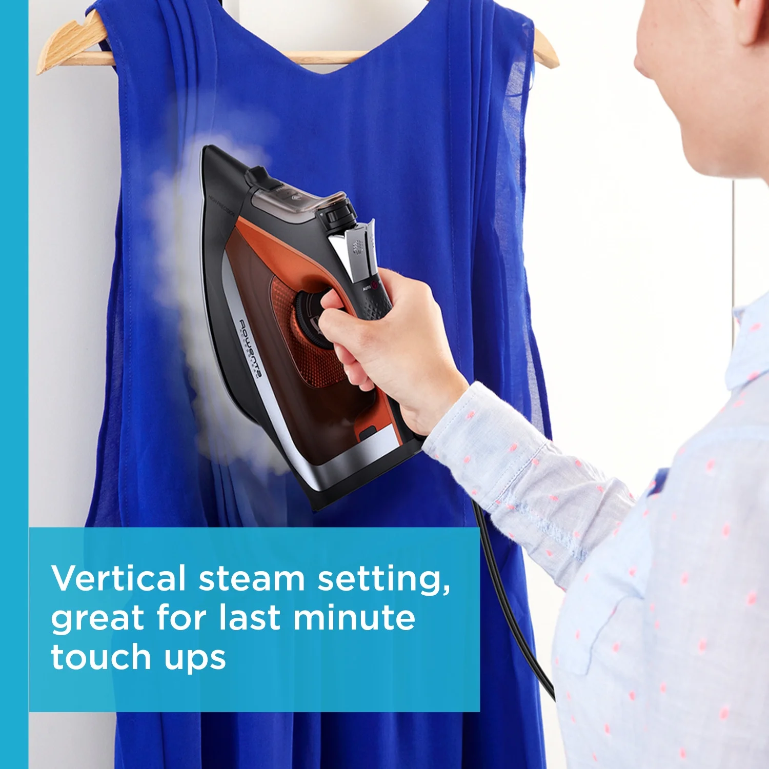 Rowenta Access Steam Iron, Vertical Steaming, Maximum Steam Distribution, Red