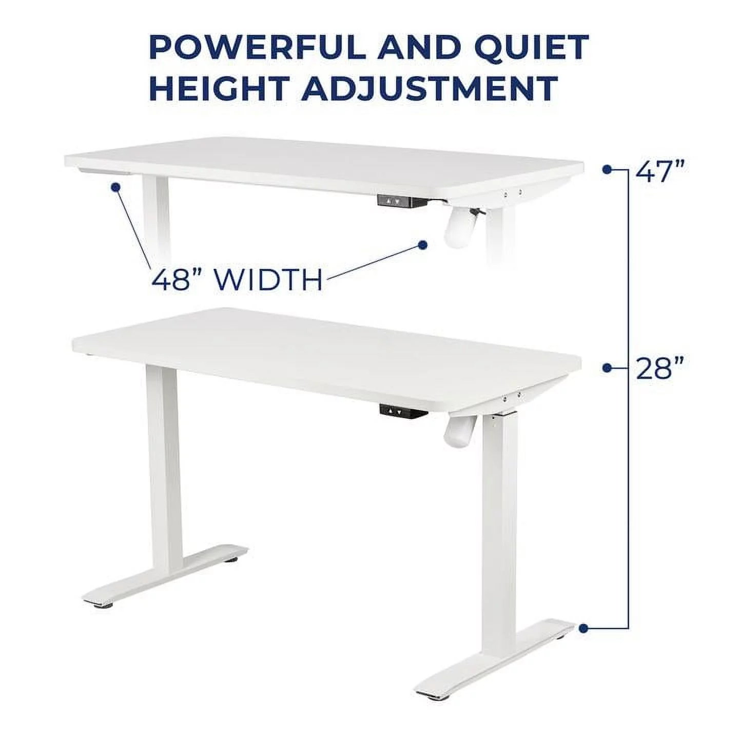Electric Height Adjustable Desk Home Basic Series 24*48 inch White Color