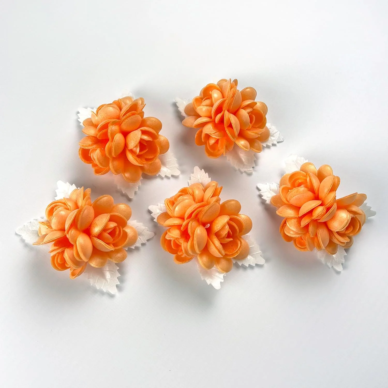 Pack Of 5 Multicolor Rose Boquet Edible Flower Wafer Paper Flowers Cake Decor Cupcake Topper Decoration (Orange)