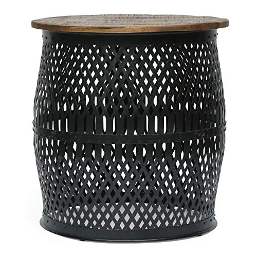 Christopher Knight Home Niver Side Table, Black + Natural