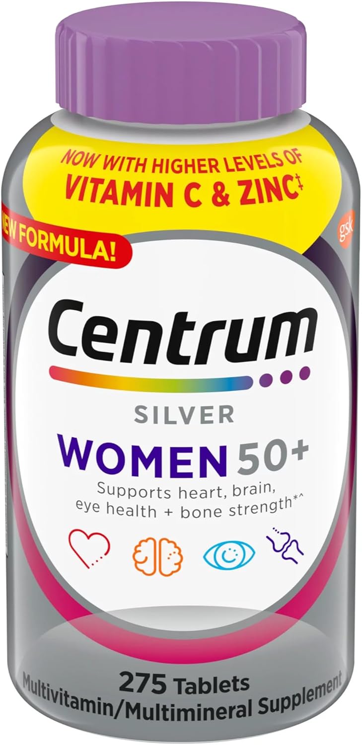 Centrum Silver Women Multivitamin for Womens 50 Plus, Multivitamin Supplement with Vitamin D3, B Vitamins, 275 Tablets (Pack of 1)