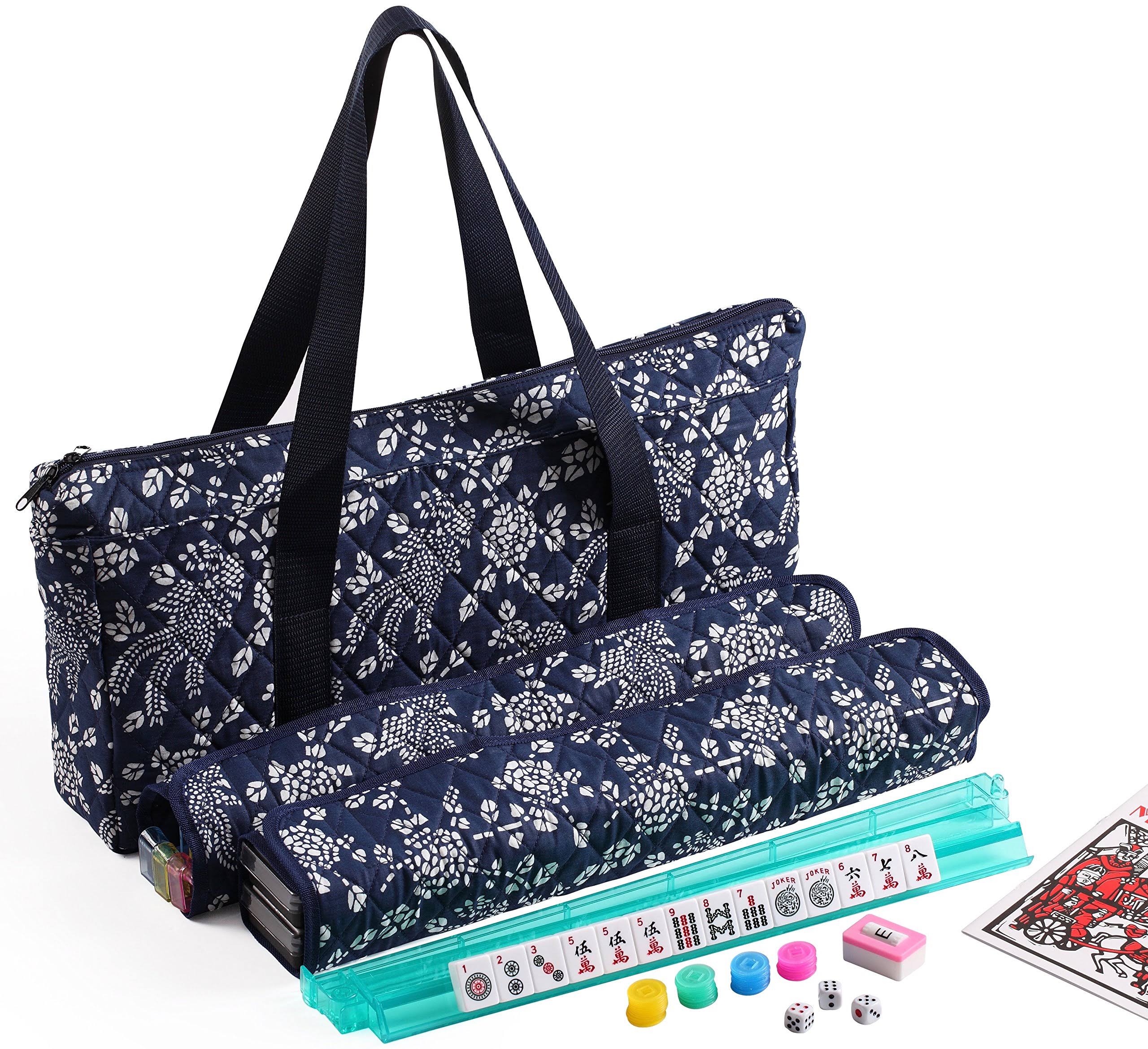 166 Tiles American Mahjong Set Blue Phoenix Soft Bag 4 Color Pushers/Racks Easy