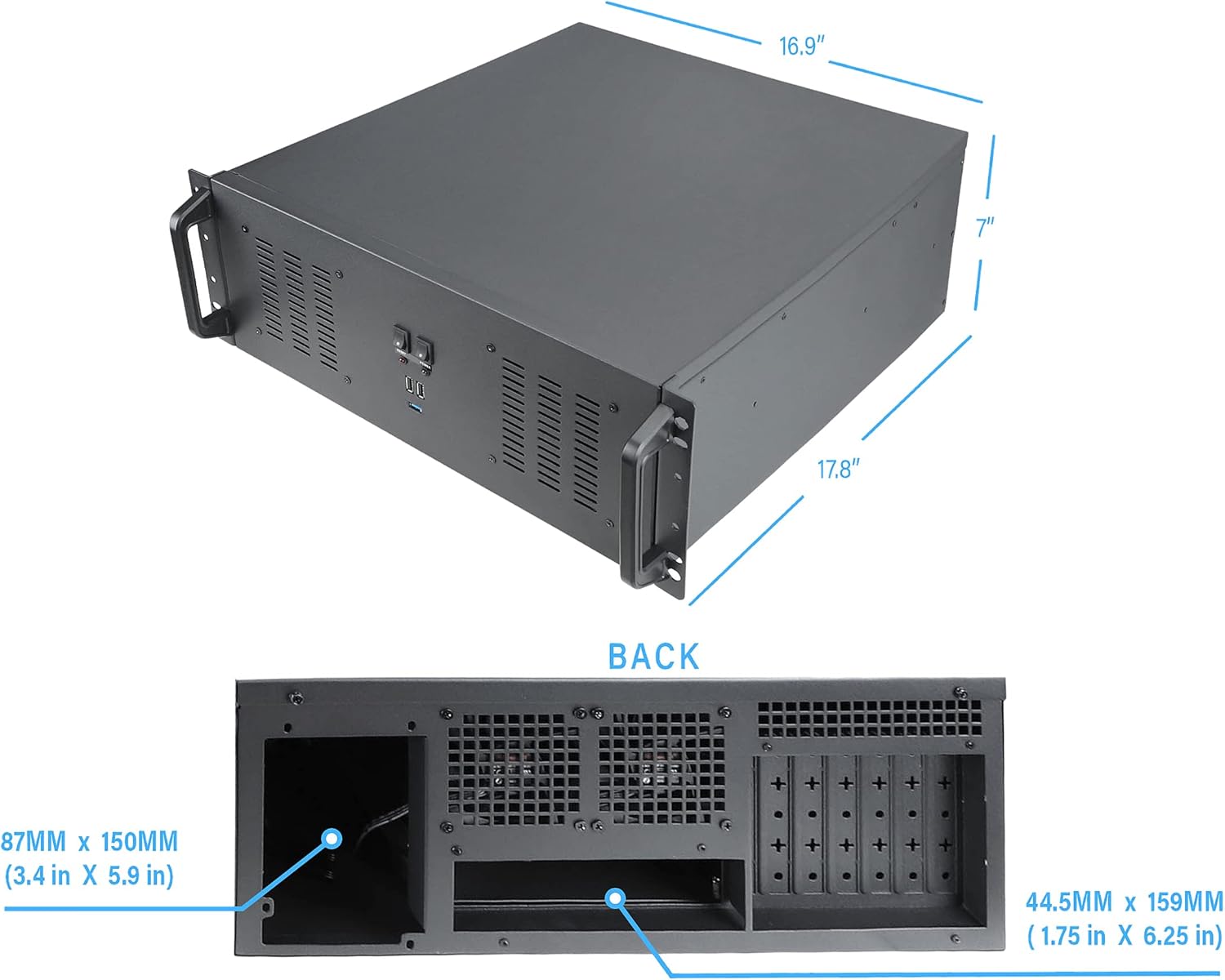 Rosewill 4U Server Chassis 11 Bay Server Case 8X 3.5 + 3X 5.25 HDD, E-ATX, Rackmount Server Case, Include Front 5X 120mm Fans Rear 2X 80mm Fans Metal Rack Mount Computer Case 25 Deep, RSV-L4000U