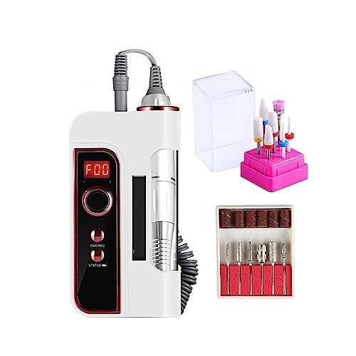 Electric Nail Drill Professional 35000 RPM Electric Nail Drill Machine, Portable Pedicure Nail Polisher, Grinding Device Nail Tool for Acrylic (Bianco A).