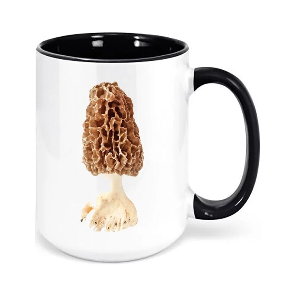 Morel Mushroom, Morel Coffee Mug, Morchella Cup, Hunting Mug, Mushroom Hunter, Mushroom Coffee Cup, Morel Lover, Gift For Him, Sublimated, BLACK