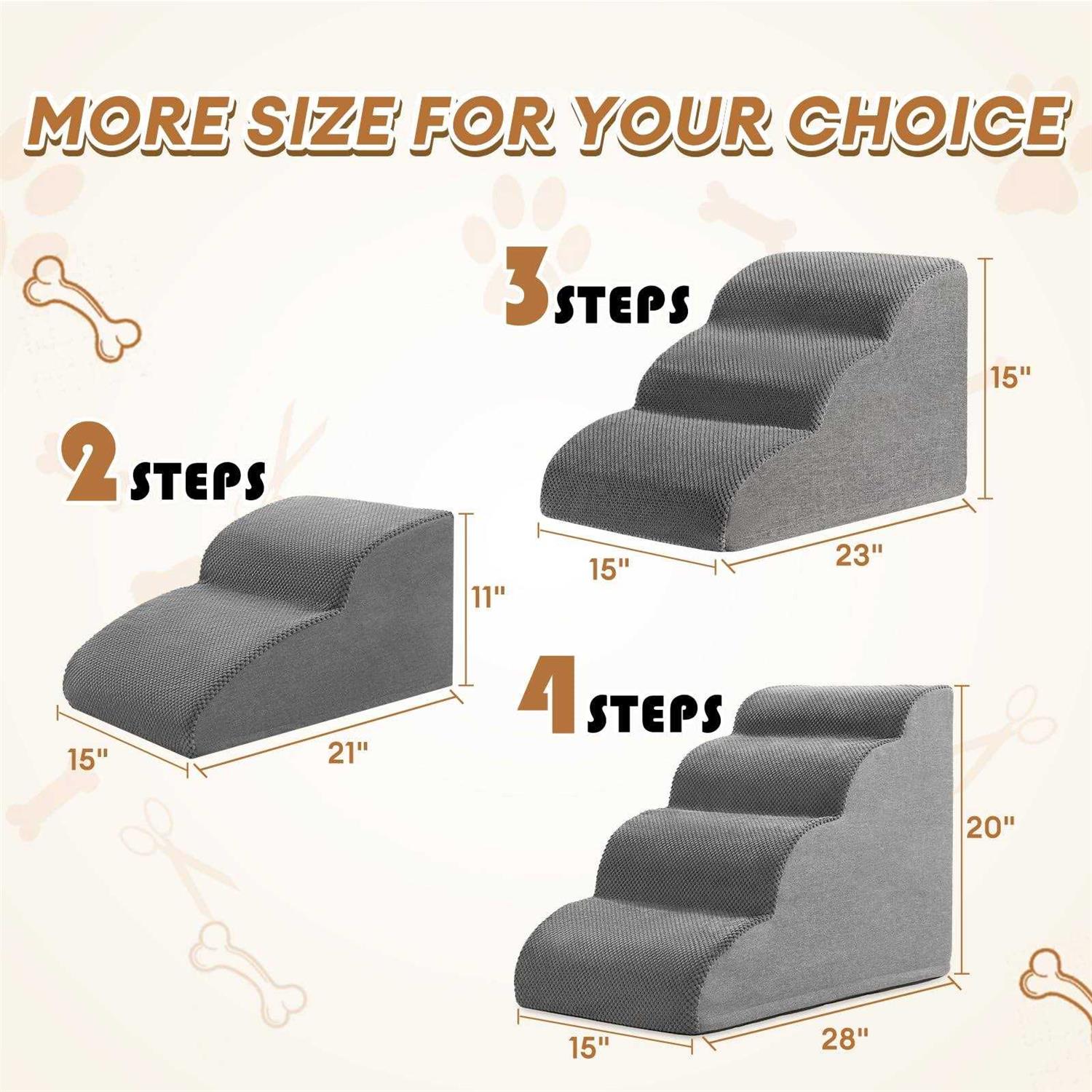 Romrol Dog Stairs Ramp for Beds Couches,Extra Wide Pet Steps with Durable Non-Slip Waterproof Fabric Cover - Pet Supplies online store