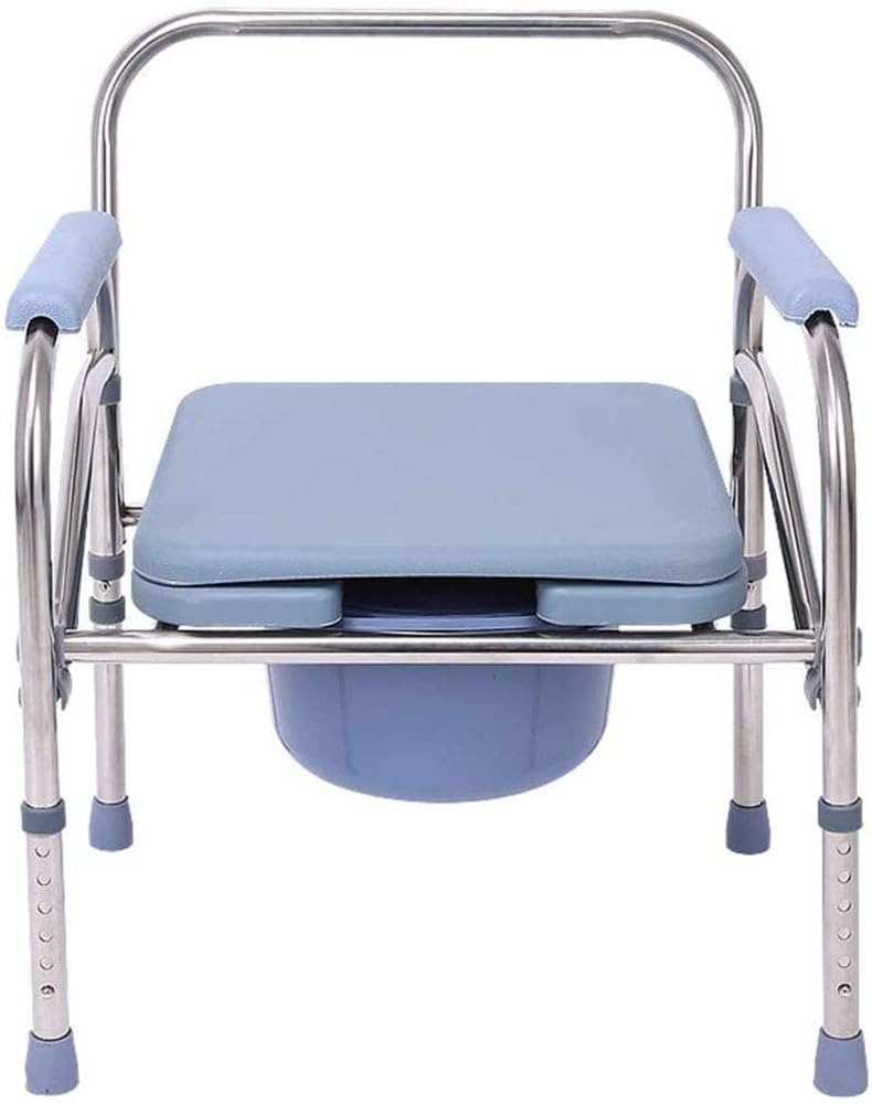 KOHARA Portable Bedside Commode Chair, Non Slip Mobile Toilet, Adjustable Height Elderly Toilet Chair, Extra Wide with Bucket Splash Guard, for Elderly Disabled Pregnant Women