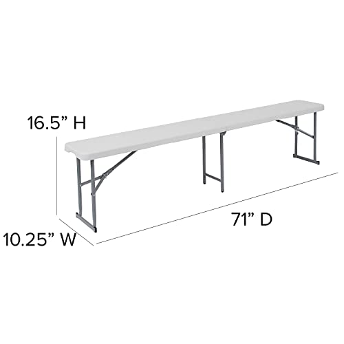 Flash Furniture Talbott 10.25''W x 71''L Bi-Fold Granite White Plastic Bench with Carrying Handle