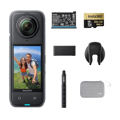 Insta360 X4 Standard Bundle - Waterproof 8K 360 Action Camera, 4K Wide-Angle Video, Invisible Selfie Stick Effect, Removable Lens Guards, 135 Min Battery Life, AI Editing, Stabilization