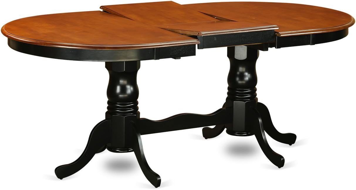 East West Furniture PLNI7-BCH-W 7 Piece Dining Set Consist of an Oval Dining Room Table with Butterfly Leaf and 6 Wood Seat Chairs, 42x78 Inch, Black & Cherry