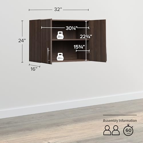 Prepac Elite 16 inch Stackable Wall Cabinet, Black