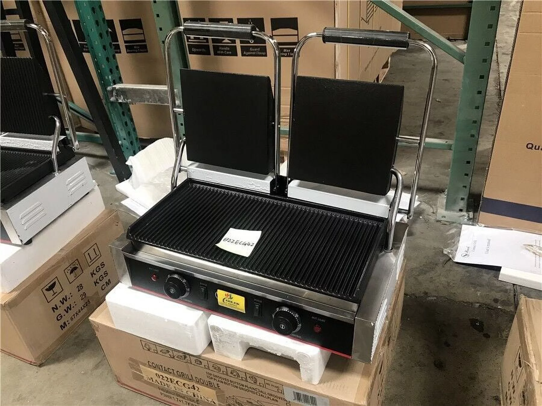 NEW Double Panini Sandwich Press Grill Flat Smooth and Groove Surface 110V