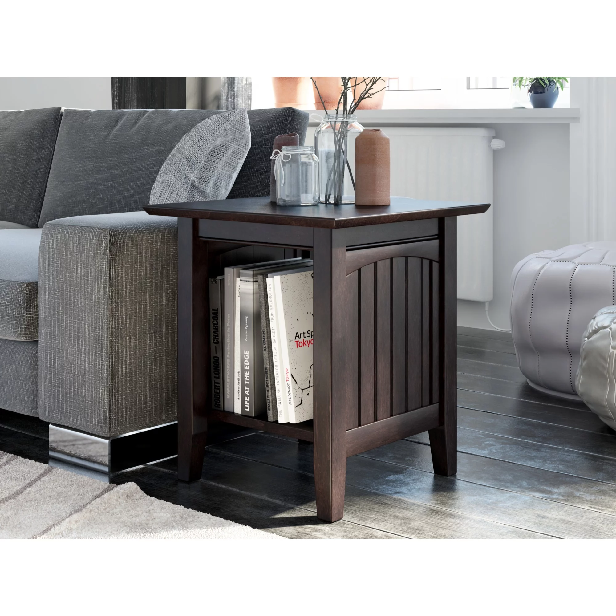 AFI Nantucket Solid Hardwood End Table Set of 2 Black Espresso