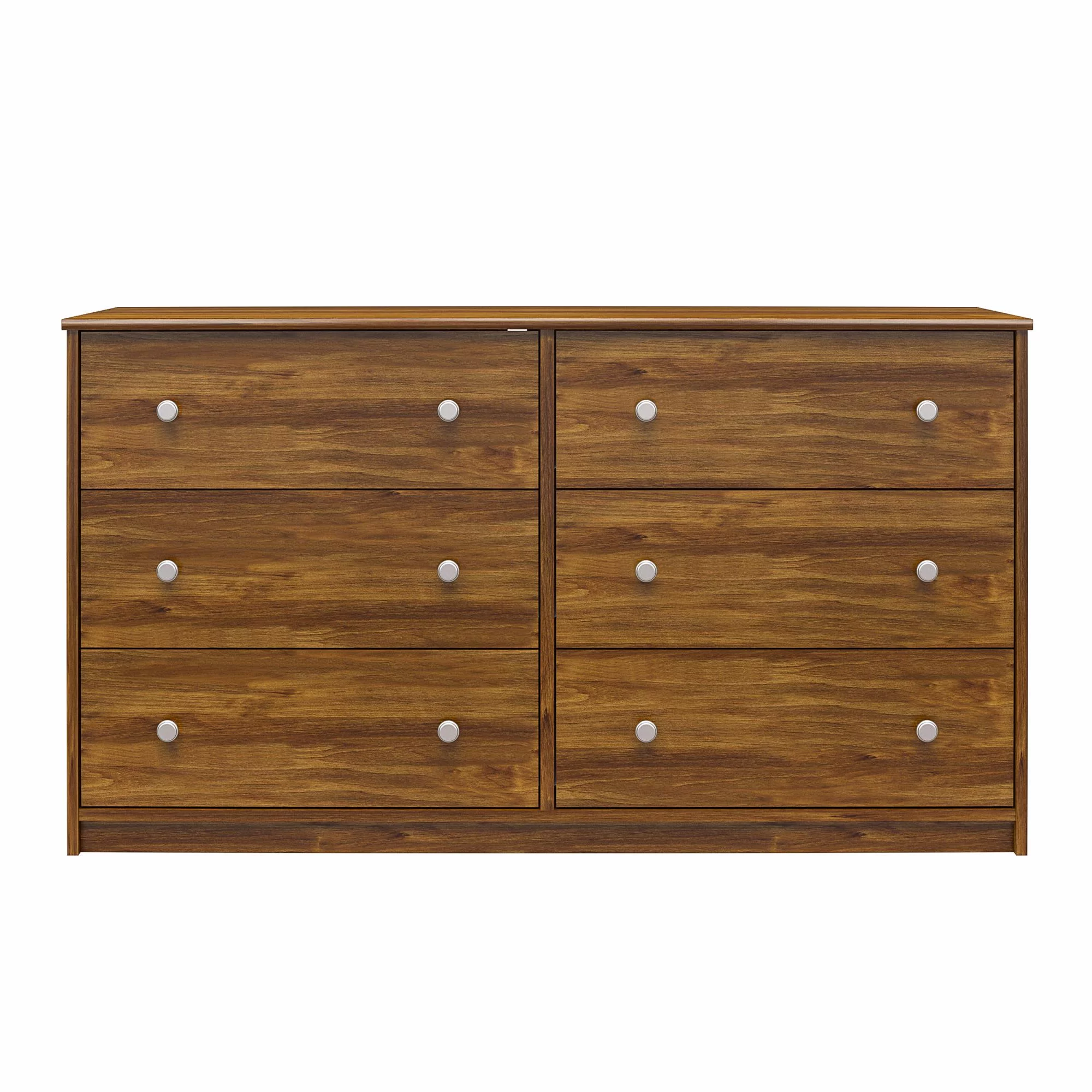 RealRooms Ellison 6 Drawer Wide Dresser, Brown Oak