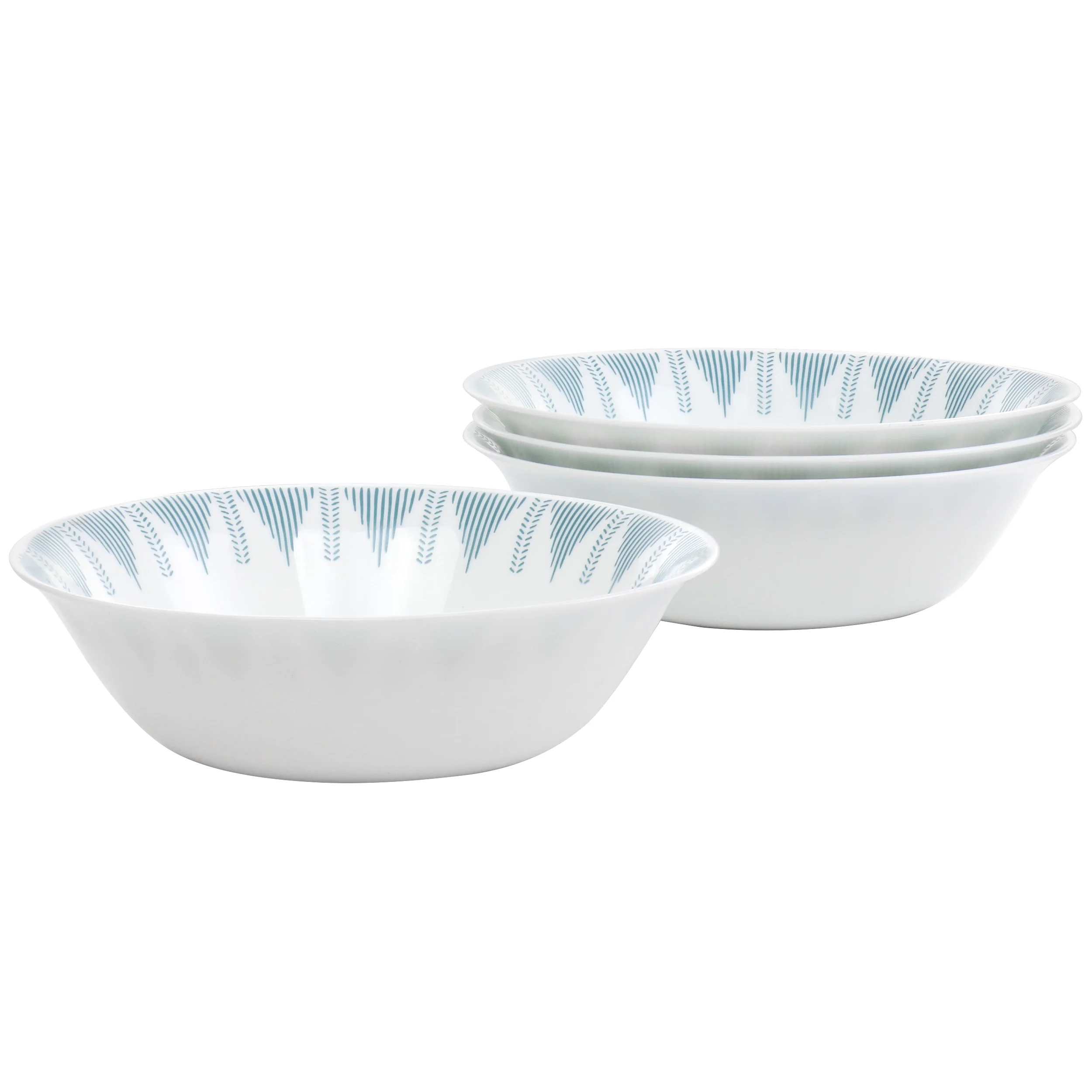 Ultra by Gibson 4 Piece 7.5 Inch Round Tempered Opal Glass Bowl Set in Blue