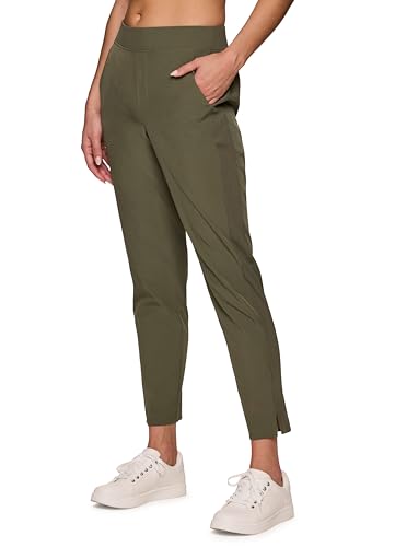 RBX Women's Stretch Woven Ankle Pant, Lightweight, Quick Drying, Flat-Front Straight Leg Pants with Pockets