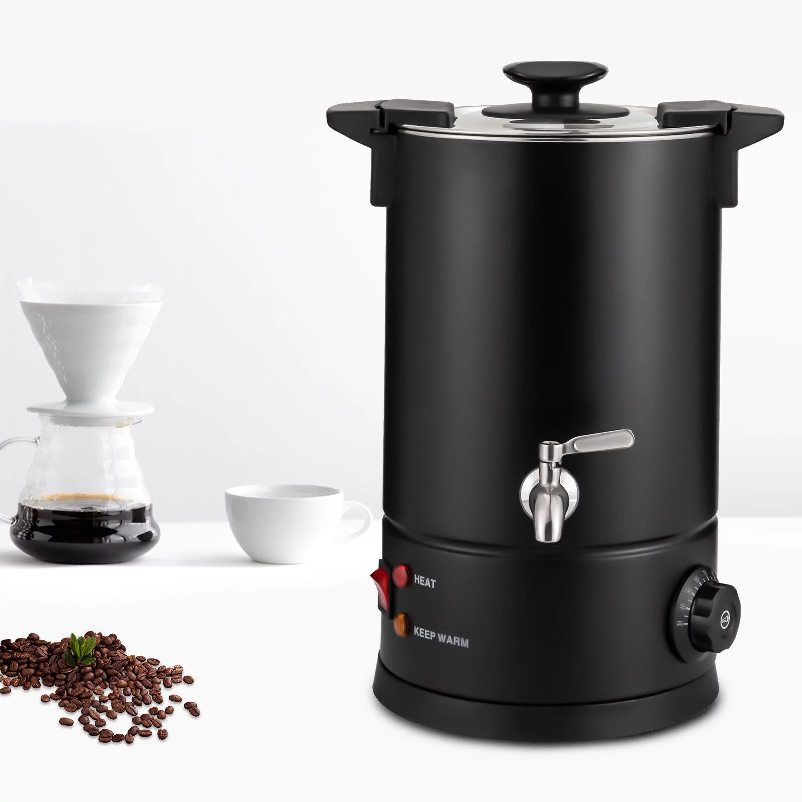 ZhdnBhnos 8L 1KW Commercial Coffee Urn Stainless Steel Coffee Maker Water Urn Tea Brewer Office Hot Drink Dispenser