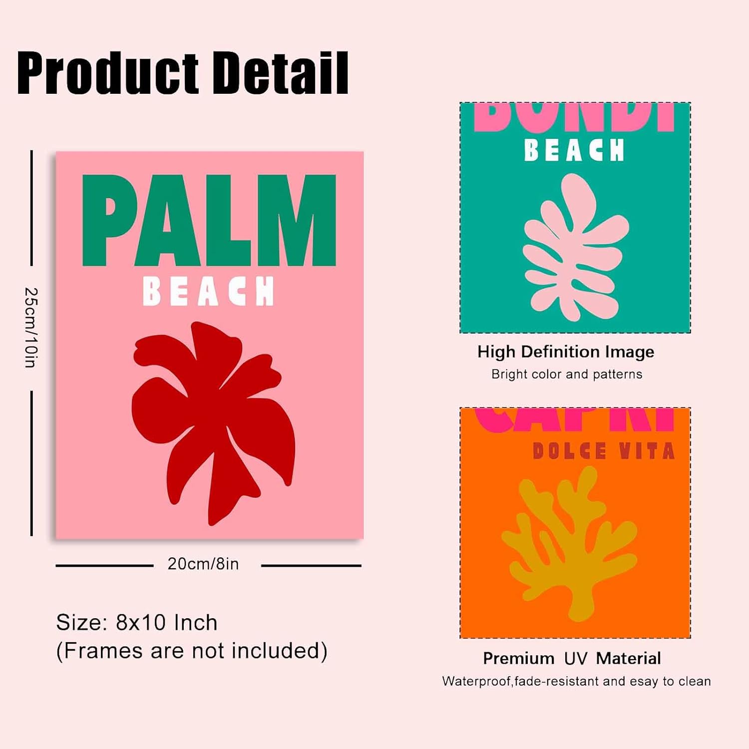 KBKBART Preppy Room Decor Aesthetic, Preppy Posters for Dorm Decor, Colorful Preppy Wall Art Travel Prints, Trendy Retro y2k Room Decor for Girls Teens Bedroom Apartment, Pink Pastels College Maximalist Decor(8