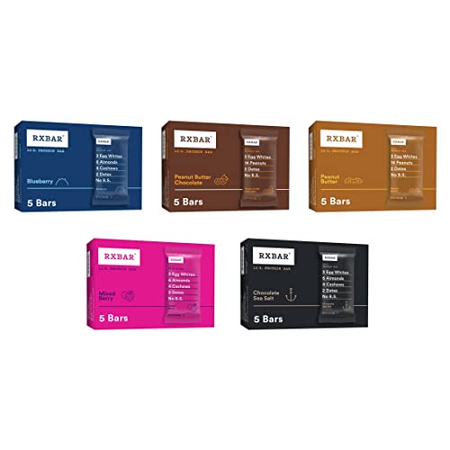 RXBAR Protein Bars, 12g Protein, Gluten Free Snacks, Chocolate Lovers Variety Pack (5 Boxes, 25 Bars)