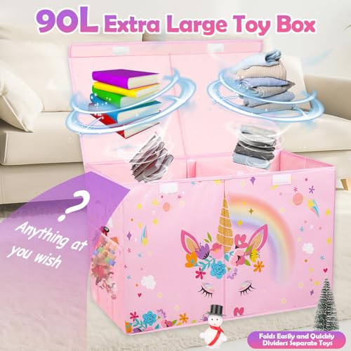 Large Toy Box, Collapsible Sturdy Kids Storage Organizer for Boys Girls, 25