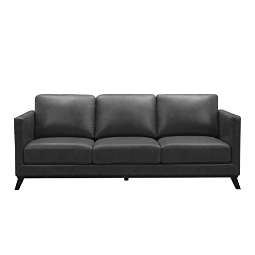 Abbyson Living Mid-Century Modern Premium Top Grain Leather Sofa, Camel